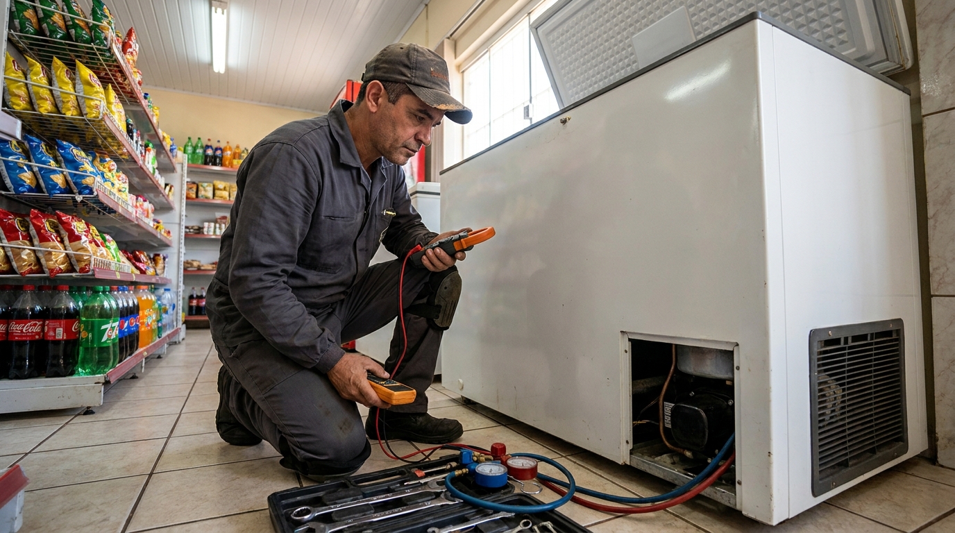 Reparo na placa eletrônica do freezer em Londrina‑PR