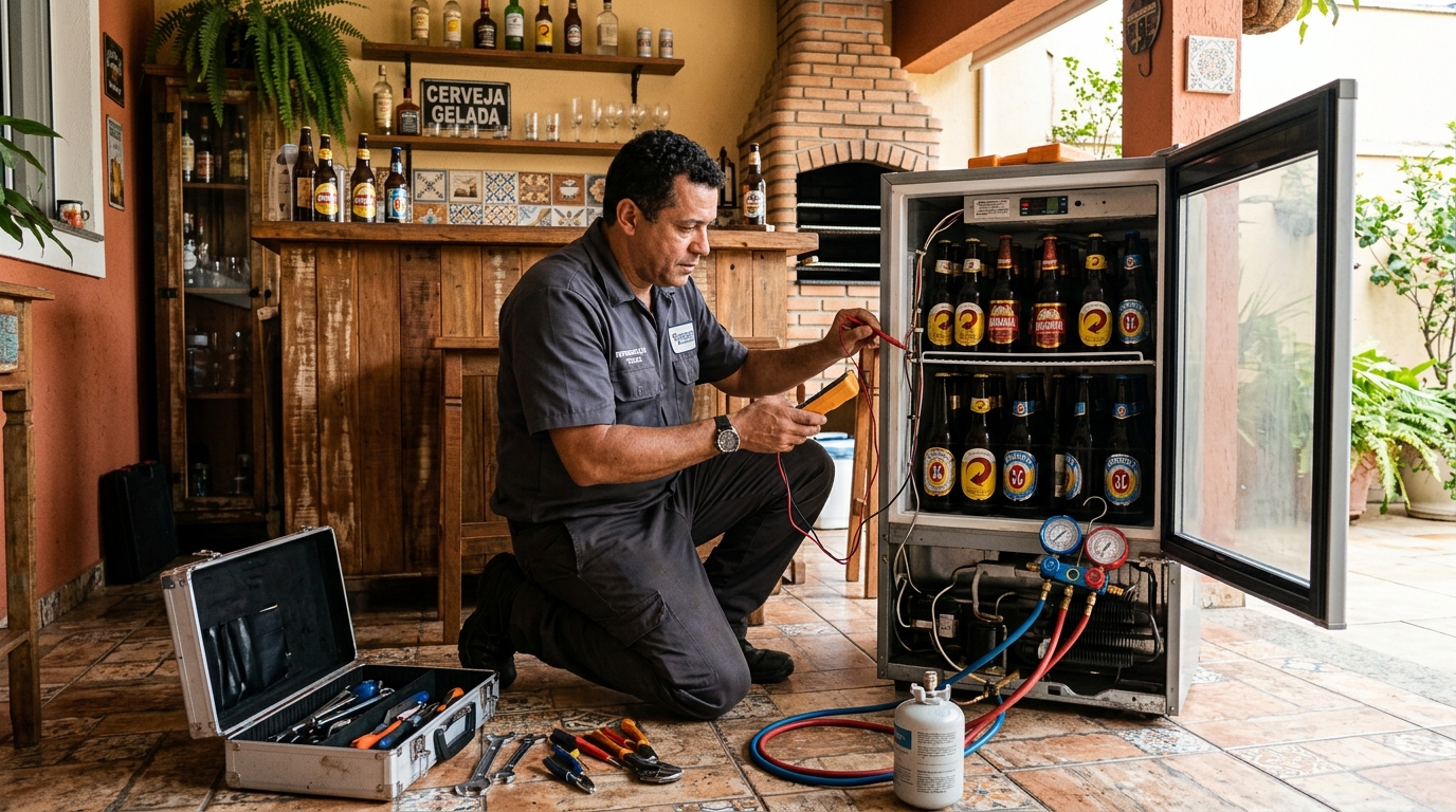 Aplicação de gás refrigerante em cervejeira atendida no Vale do Sol, Londrina‑PR